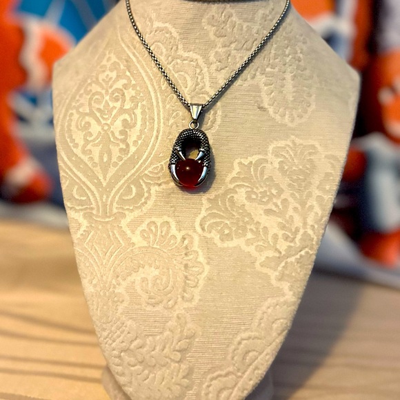 Necklace 24” with talons holding a glass ball. No stamp or signature. - Picture 2 of 4